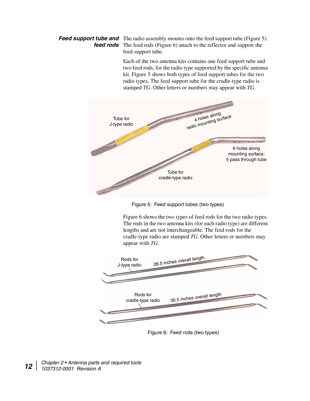 Hughes AN6-098P installation manual Feed support tubes two types 