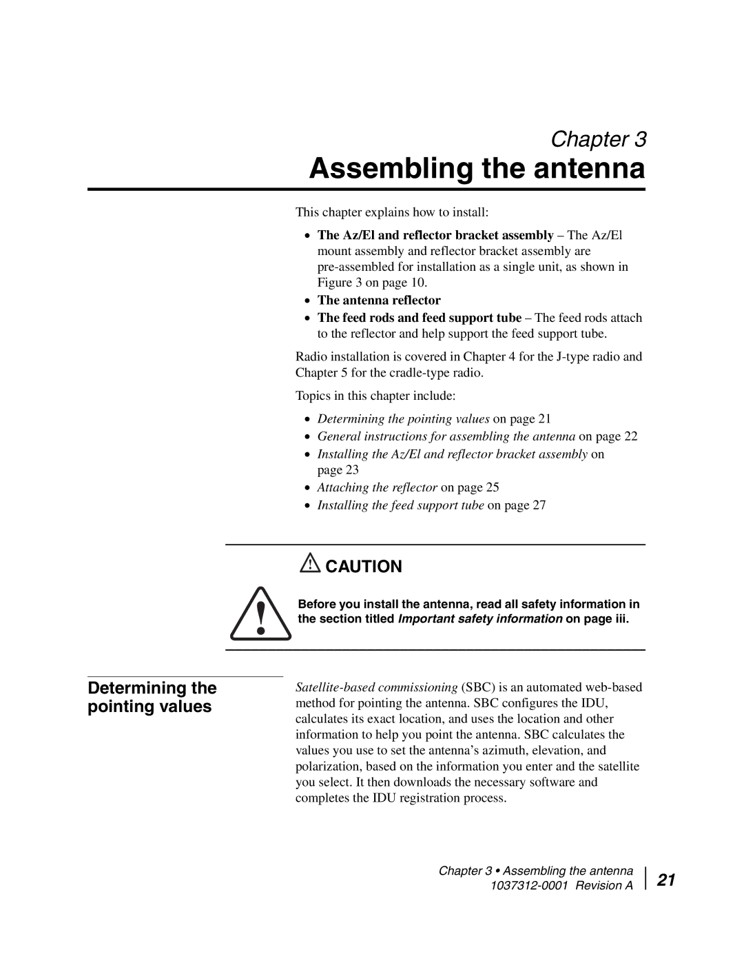 Hughes AN6-098P installation manual Assembling the antenna, Determining the pointing values 