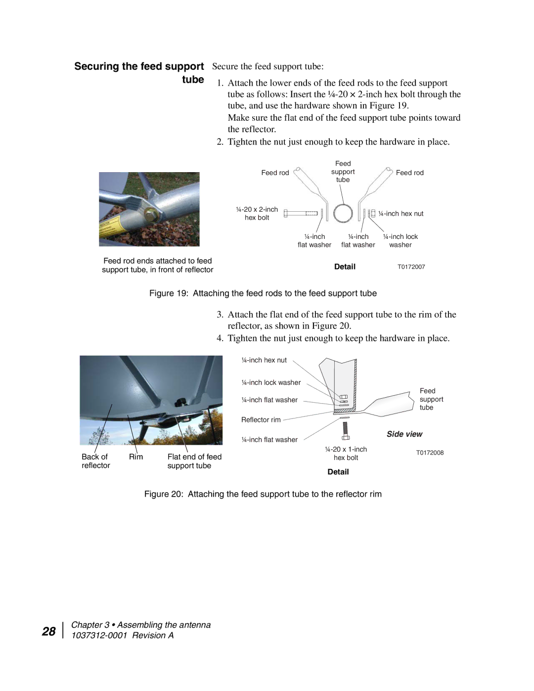 Hughes AN6-098P installation manual Securing the feed support tube, Reflector Support tube 