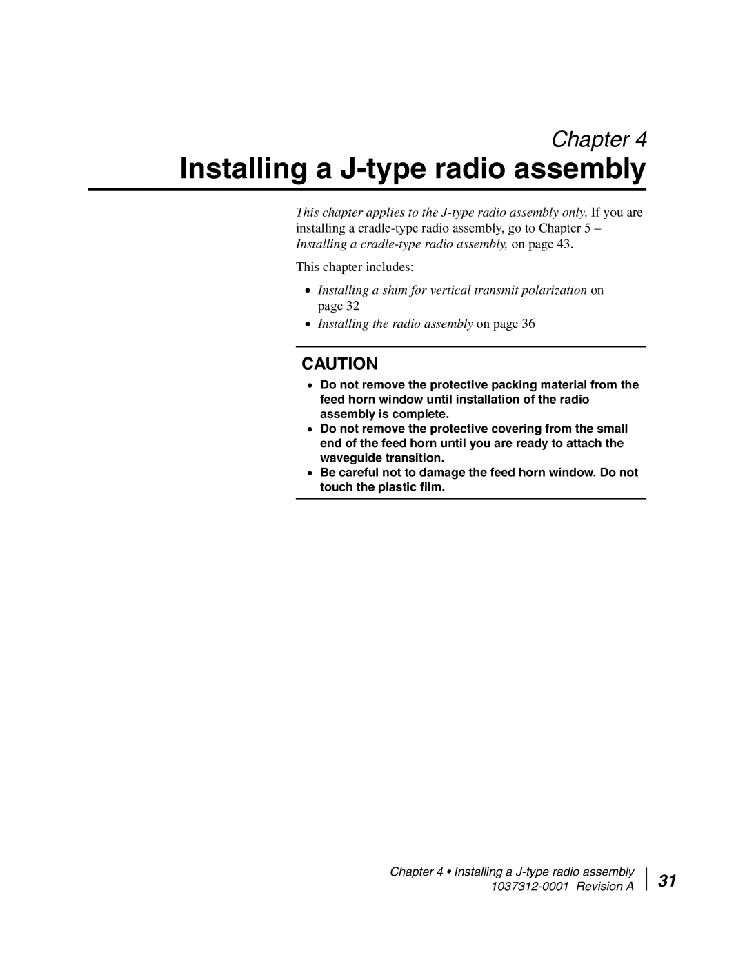 Hughes AN6-098P installation manual Installing a J-type radio assembly 