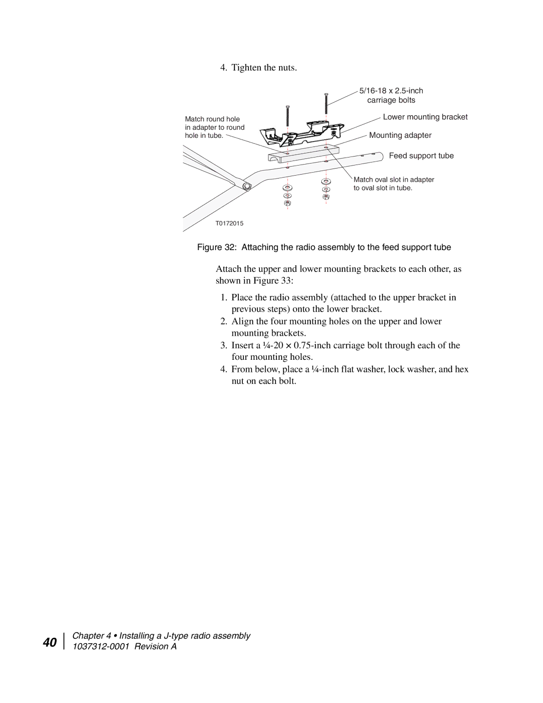 Hughes AN6-098P installation manual Tighten the nuts 