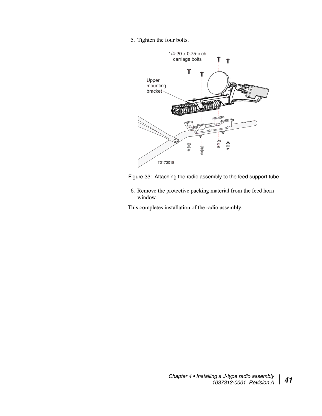 Hughes AN6-098P installation manual Tighten the four bolts 