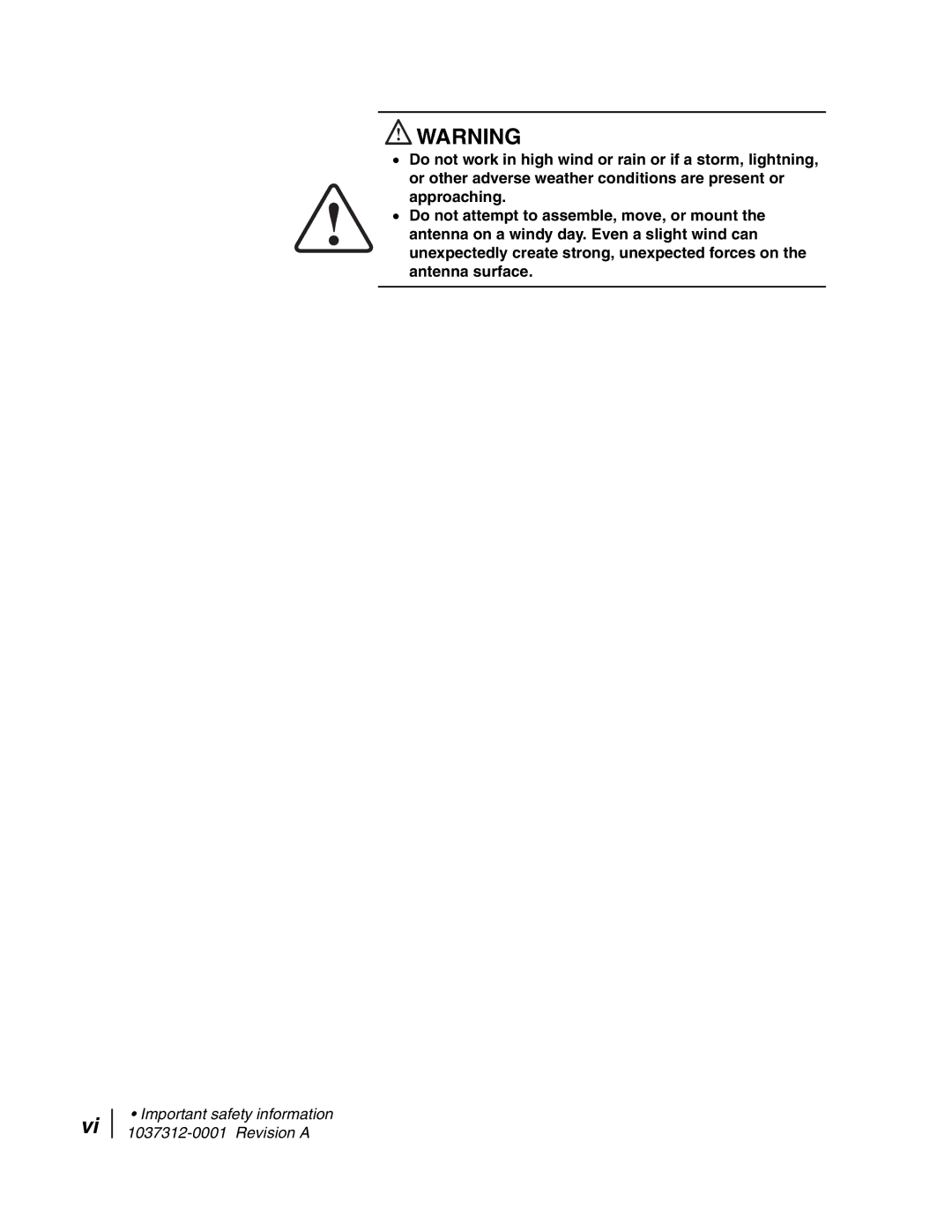 Hughes AN6-098P installation manual Important safety information 1037312-0001 Revision a 