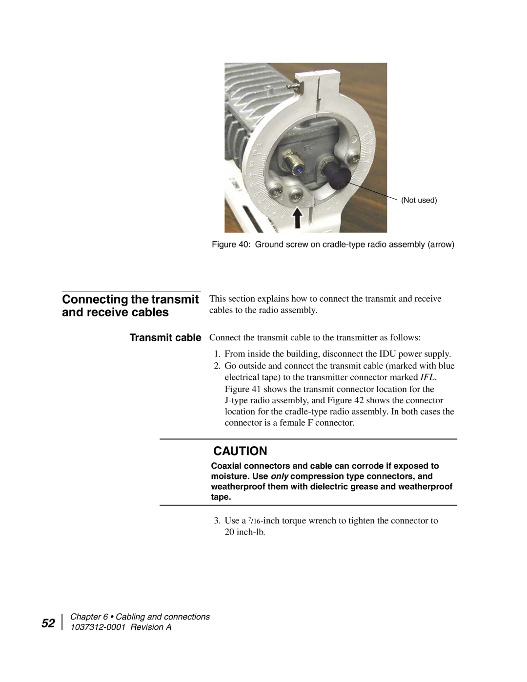 Hughes AN6-098P installation manual Connecting the transmit and receive cables, Transmit cable 