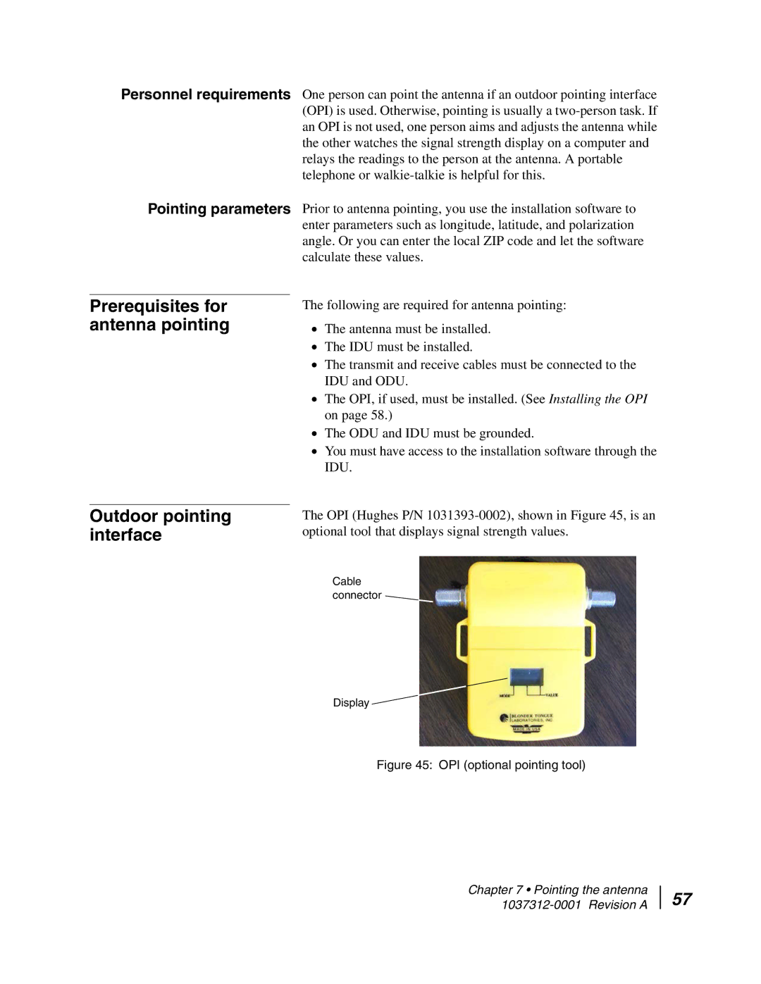 Hughes AN6-098P installation manual OPI optional pointing tool 