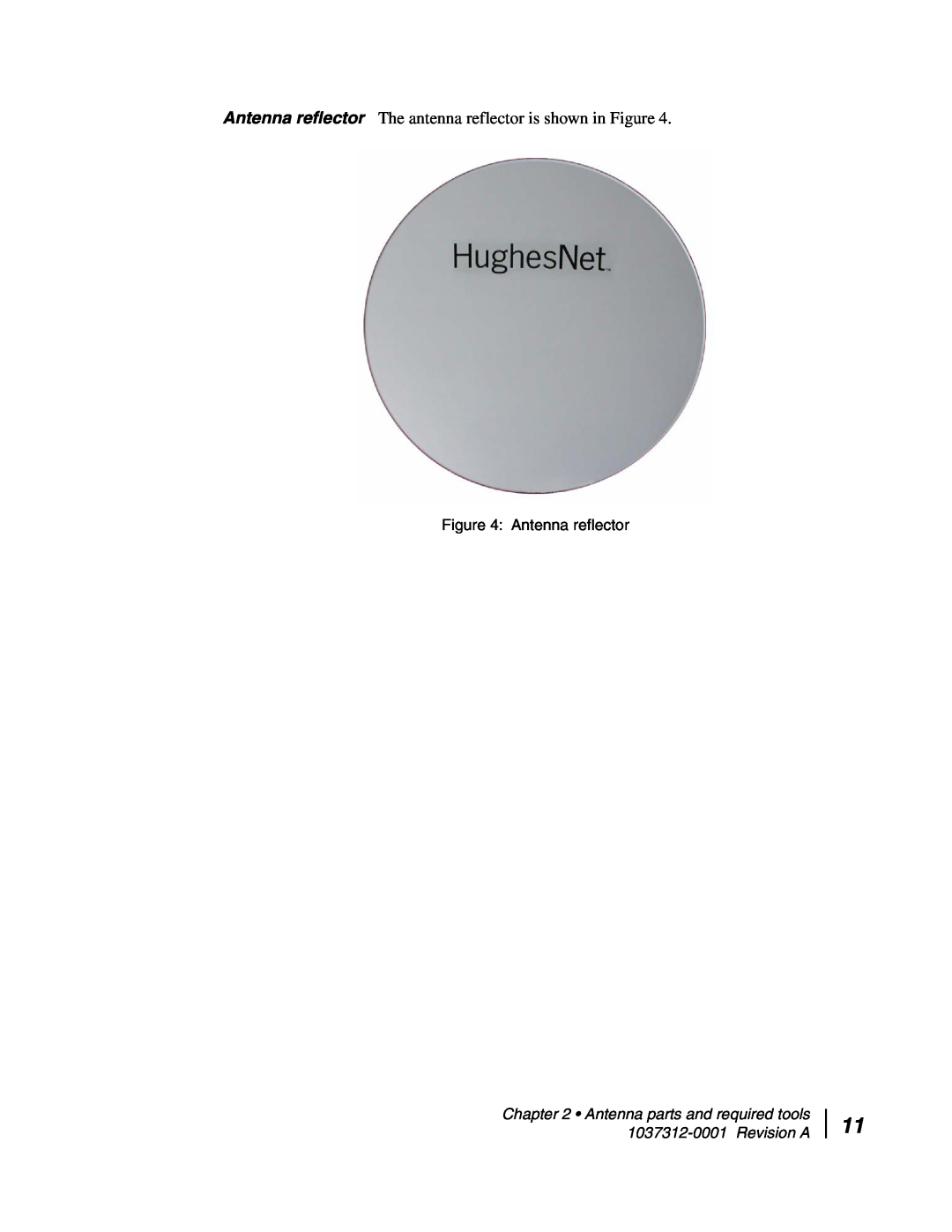 Hughes AN6-098P installation manual Antenna reflector 