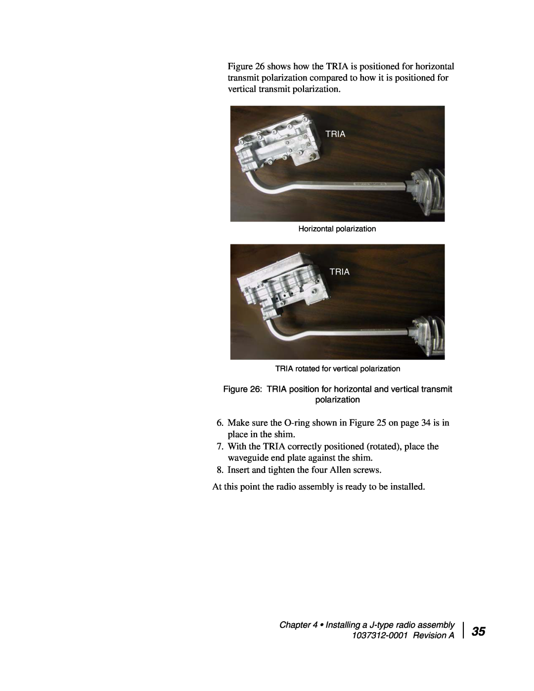 Hughes AN6-098P installation manual Insert and tighten the four Allen screws 
