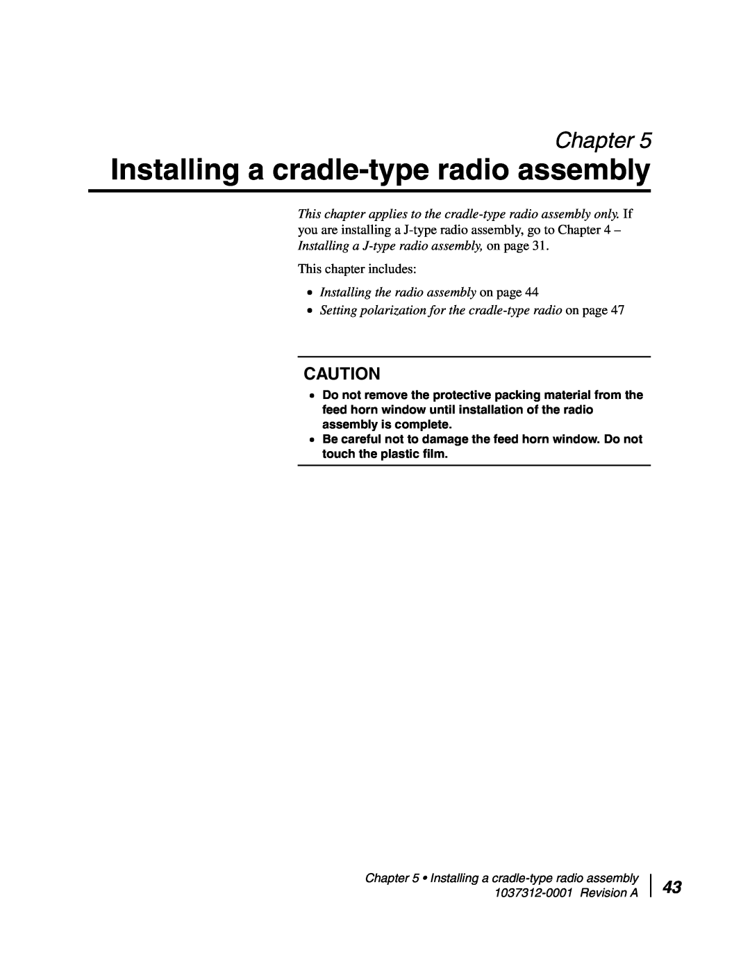 Hughes AN6-098P installation manual Installing a cradle-typeradio assembly, Chapter 