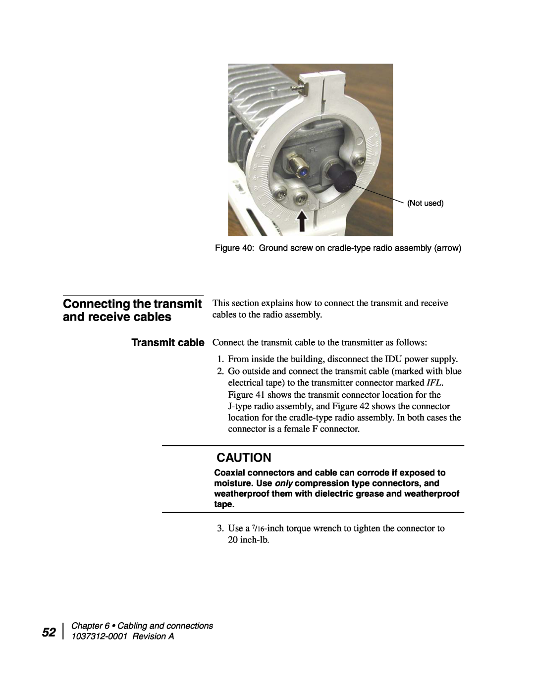Hughes AN6-098P installation manual Connecting the transmit and receive cables, Transmit cable 