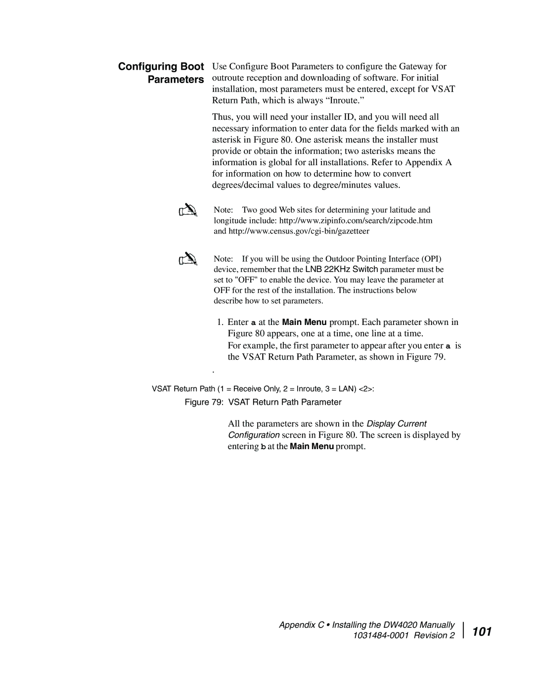 Hughes DW4020 manual 101, Configuring Boot Parameters 