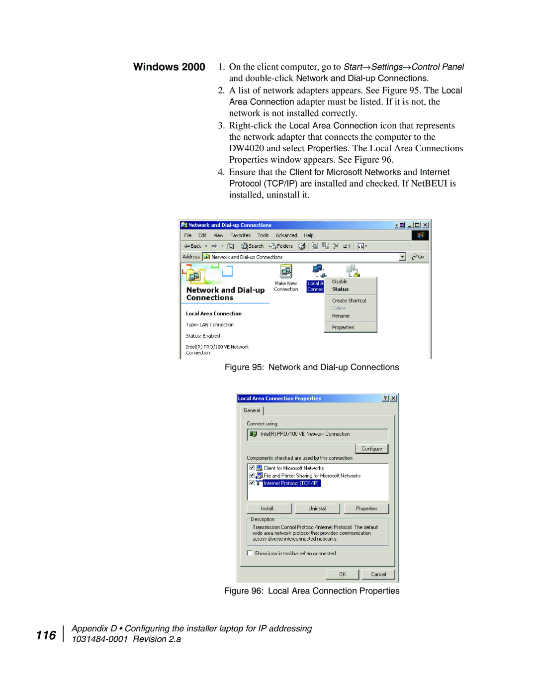 Hughes DW4020 manual 116, Network and Dial-up Connections 