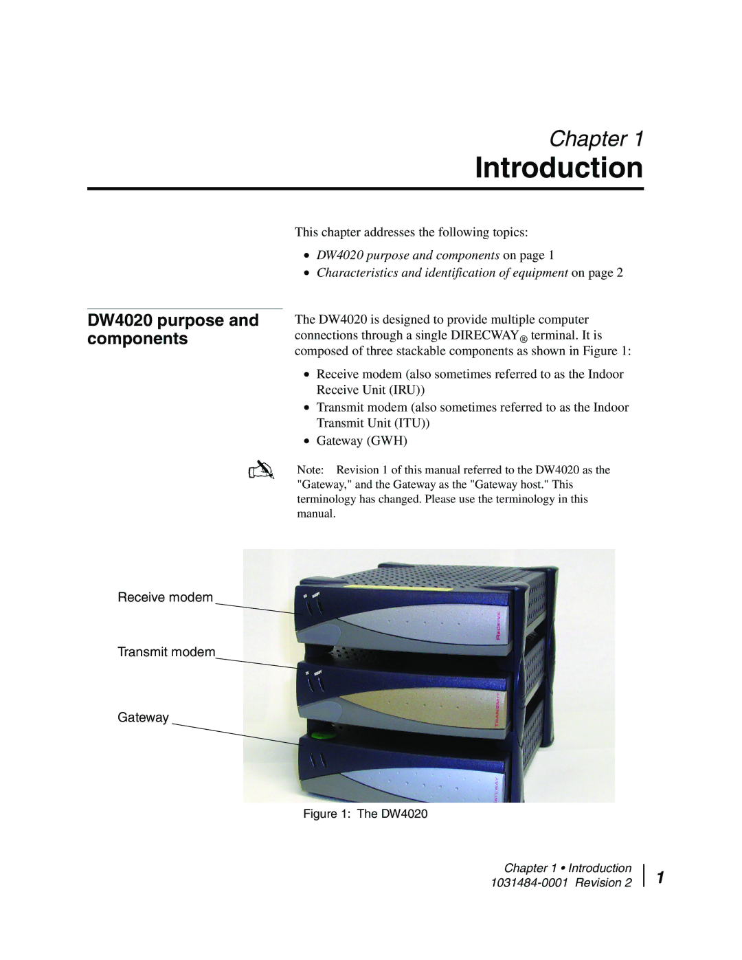 Hughes manual Introduction, DW4020 purpose and components 