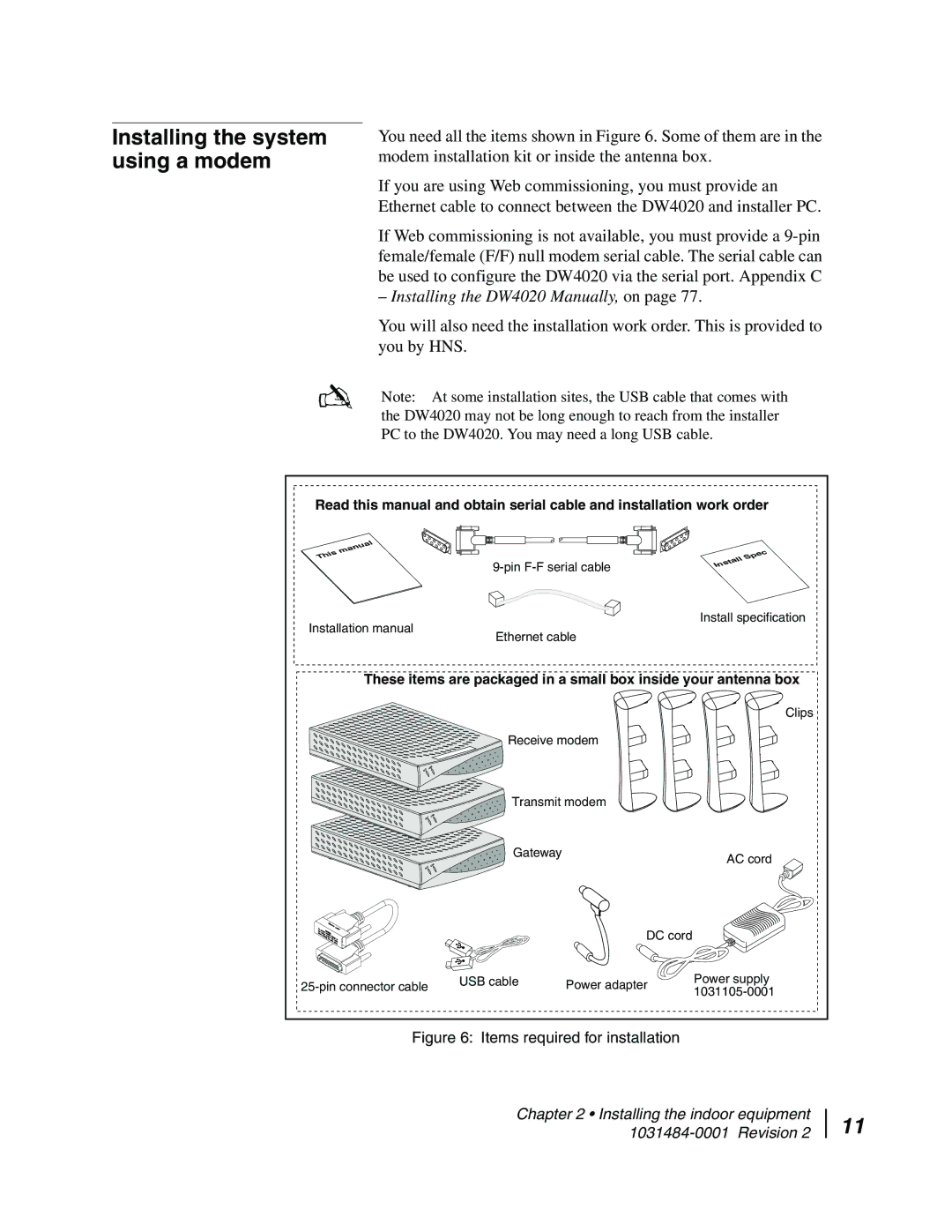 Hughes DW4020 manual Installing the system using a modem 