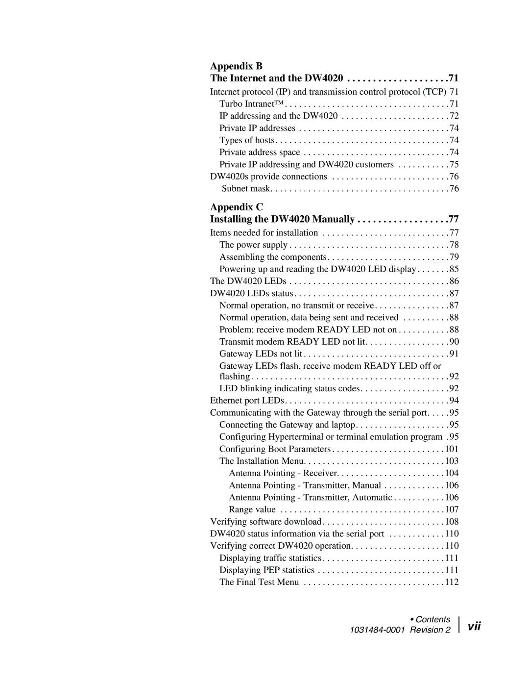 Hughes manual Vii, Appendix B Internet and the DW4020 