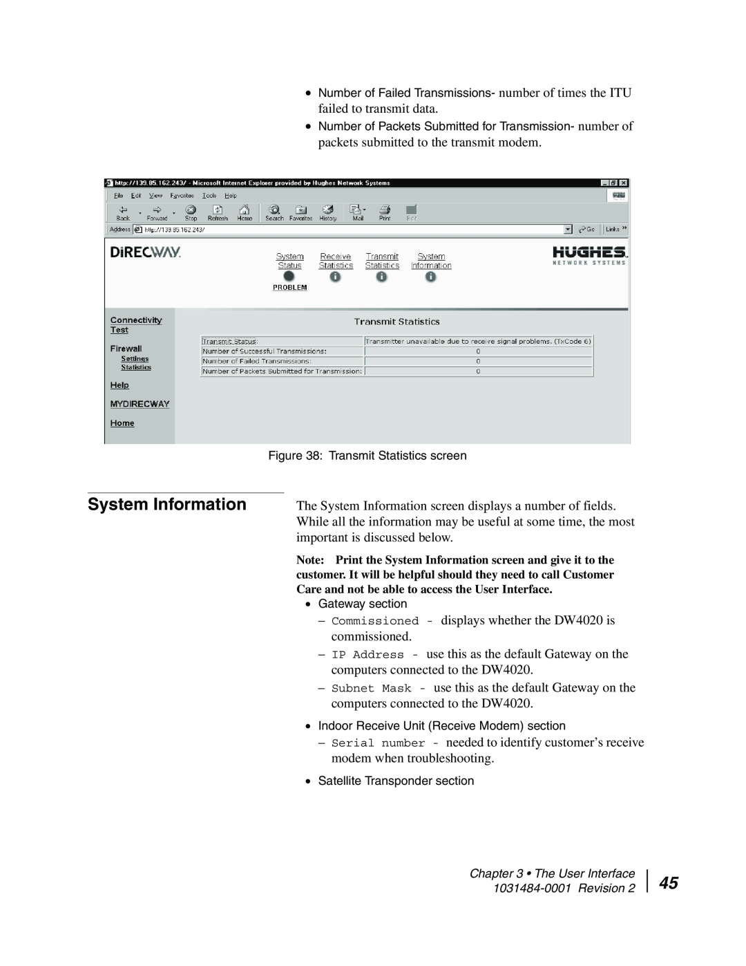Hughes DW4020 manual System Information 