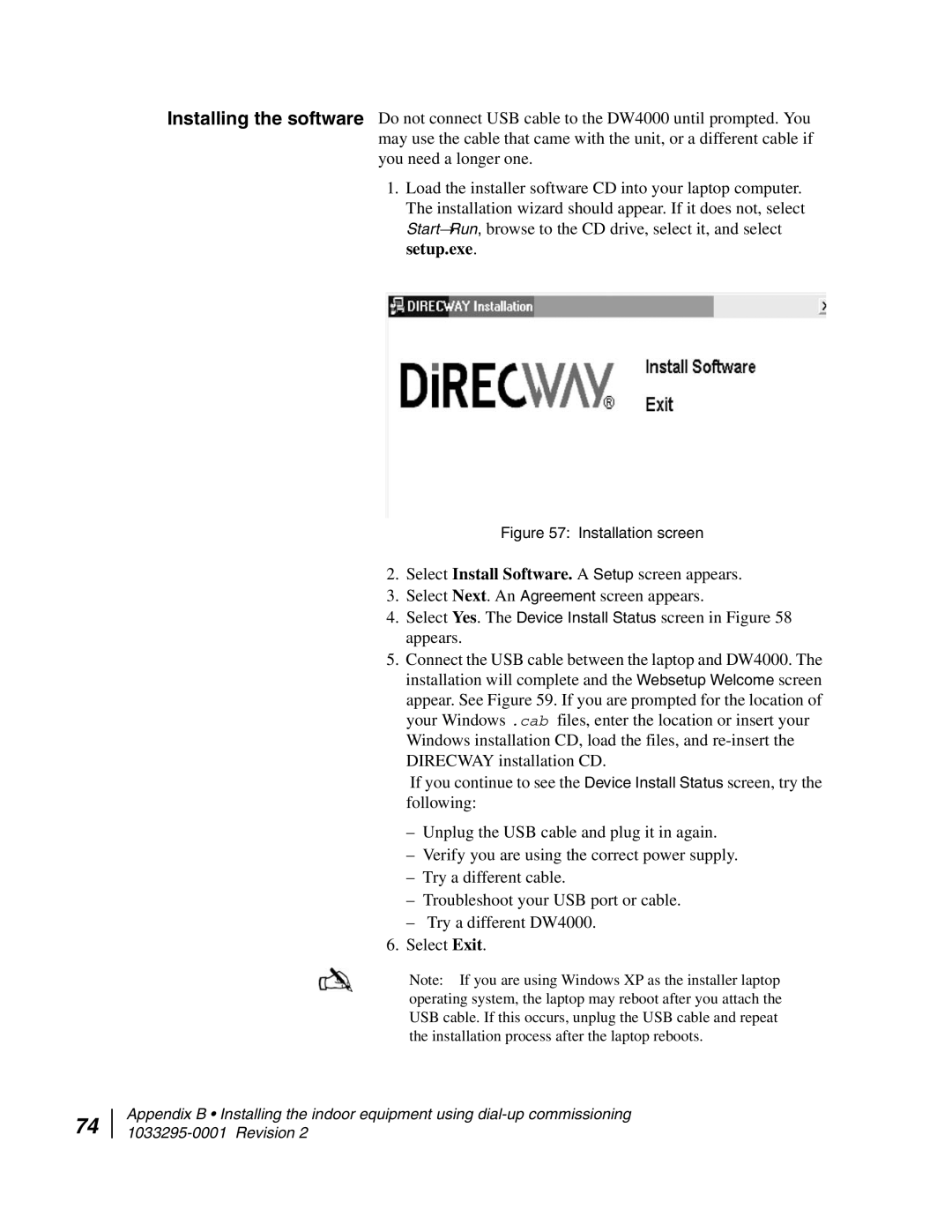 Hughes DW6000 manual Installation screen 