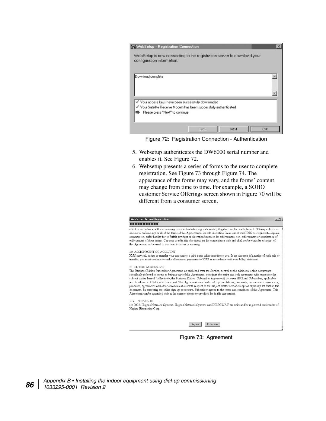 Hughes DW6000 manual Registration Connection Authentication 