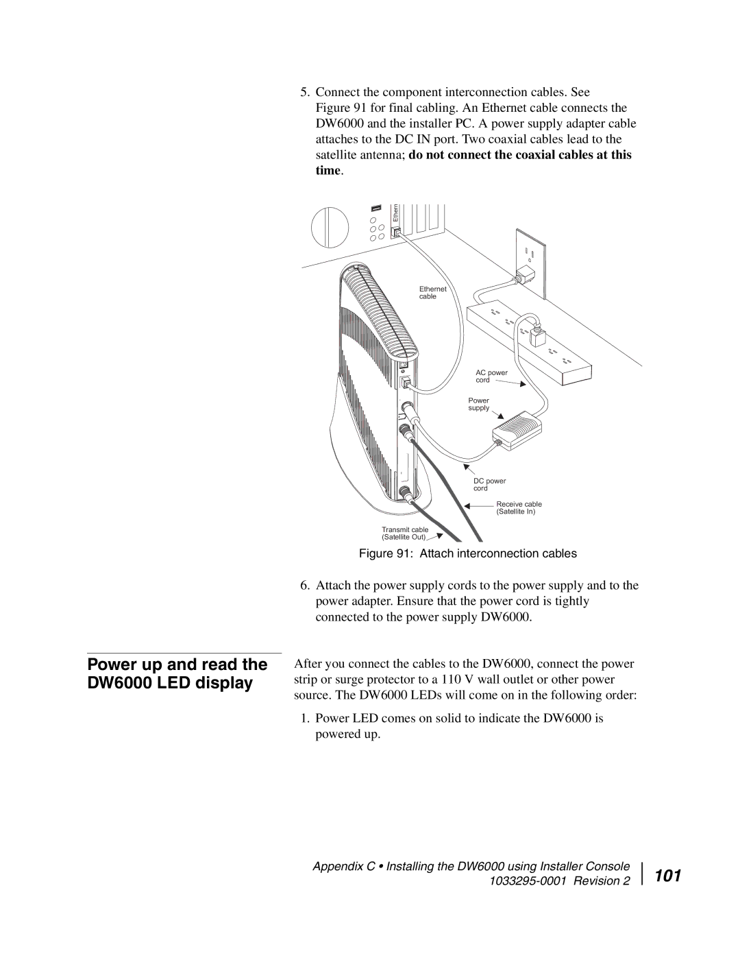 Hughes DW6000 manual 101, Attach interconnection cables 