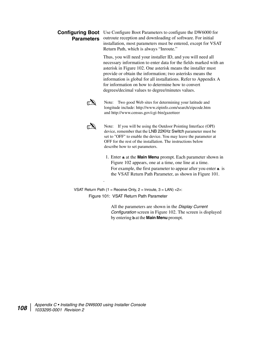 Hughes DW6000 manual 108, Configuring Boot Parameters 