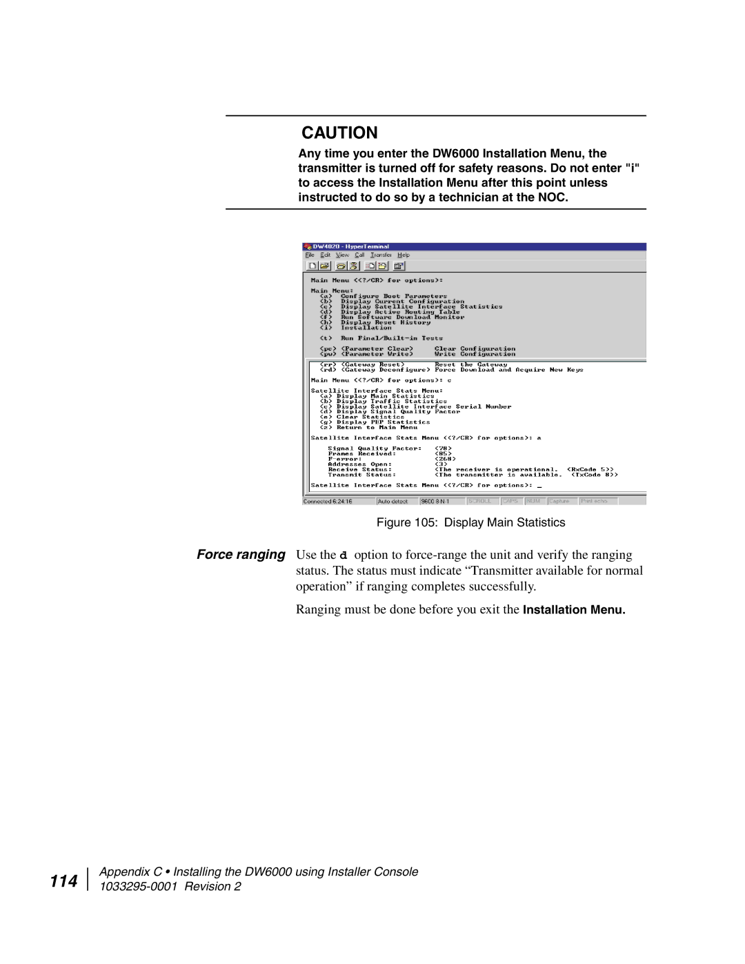 Hughes DW6000 manual 114, Display Main Statistics 