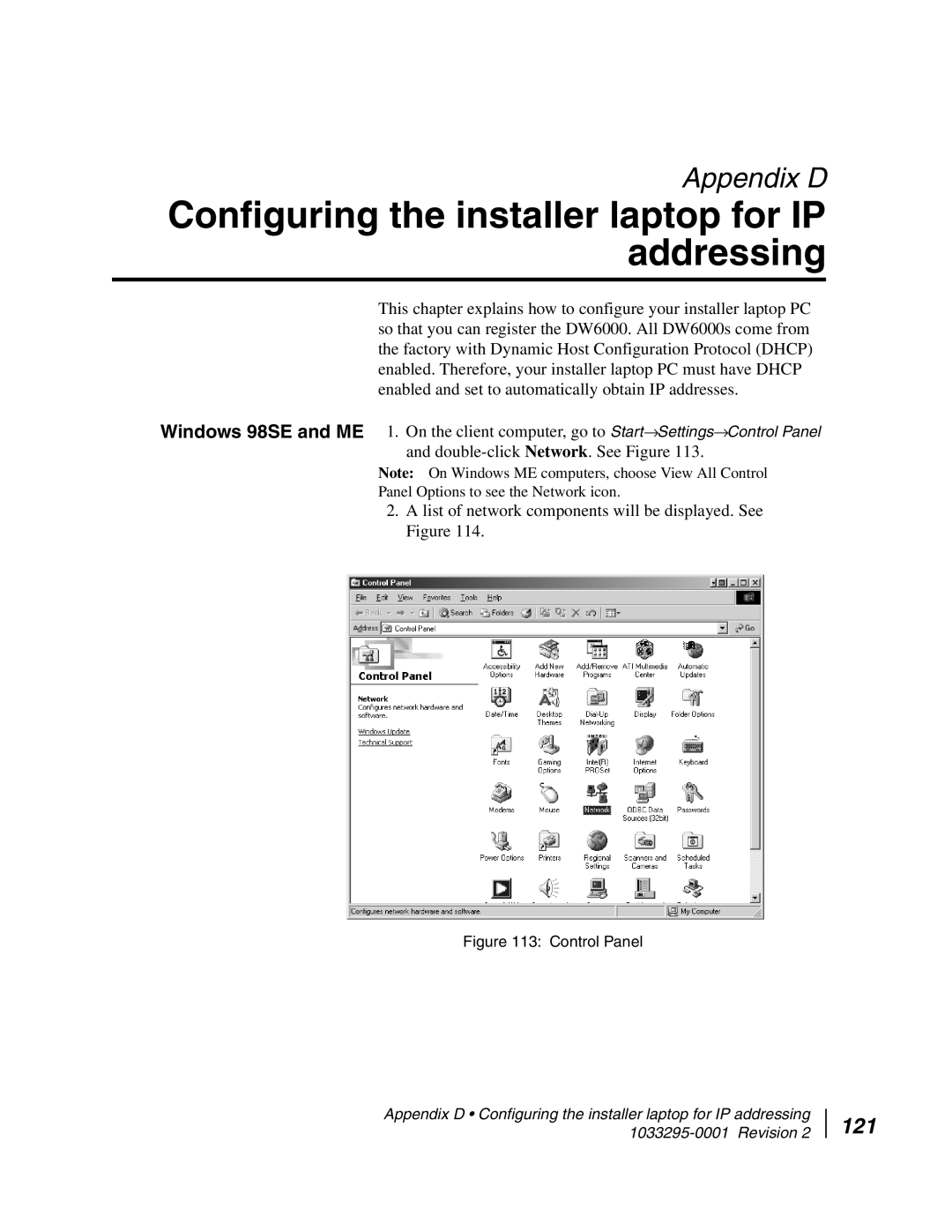 Hughes DW6000 manual Configuring the installer laptop for IP addressing, 121 