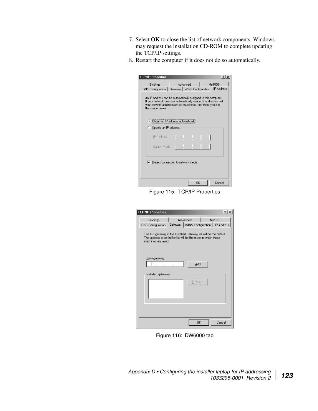 Hughes DW6000 manual 123, TCP/IP Properties 