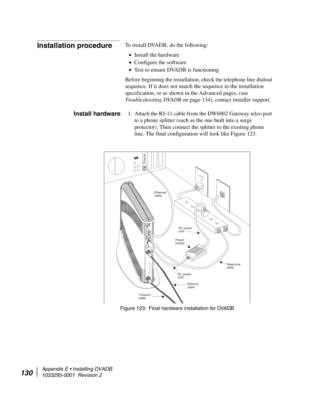 Hughes DW6000 manual Installation procedure, 130 