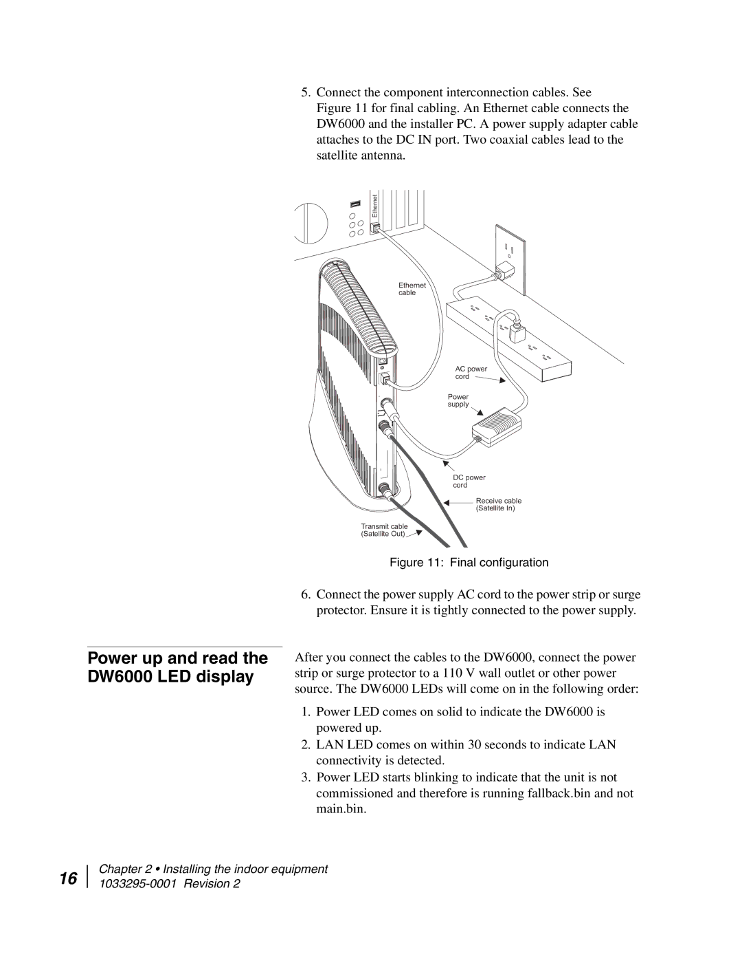 Hughes manual Power up and read the DW6000 LED display 