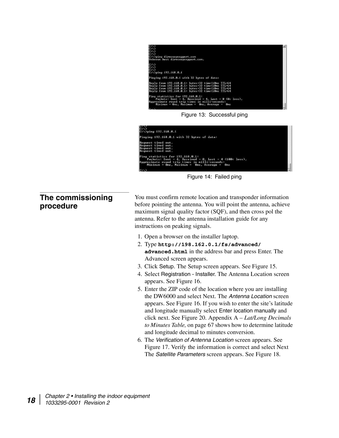 Hughes DW6000 manual Commissioning procedure 