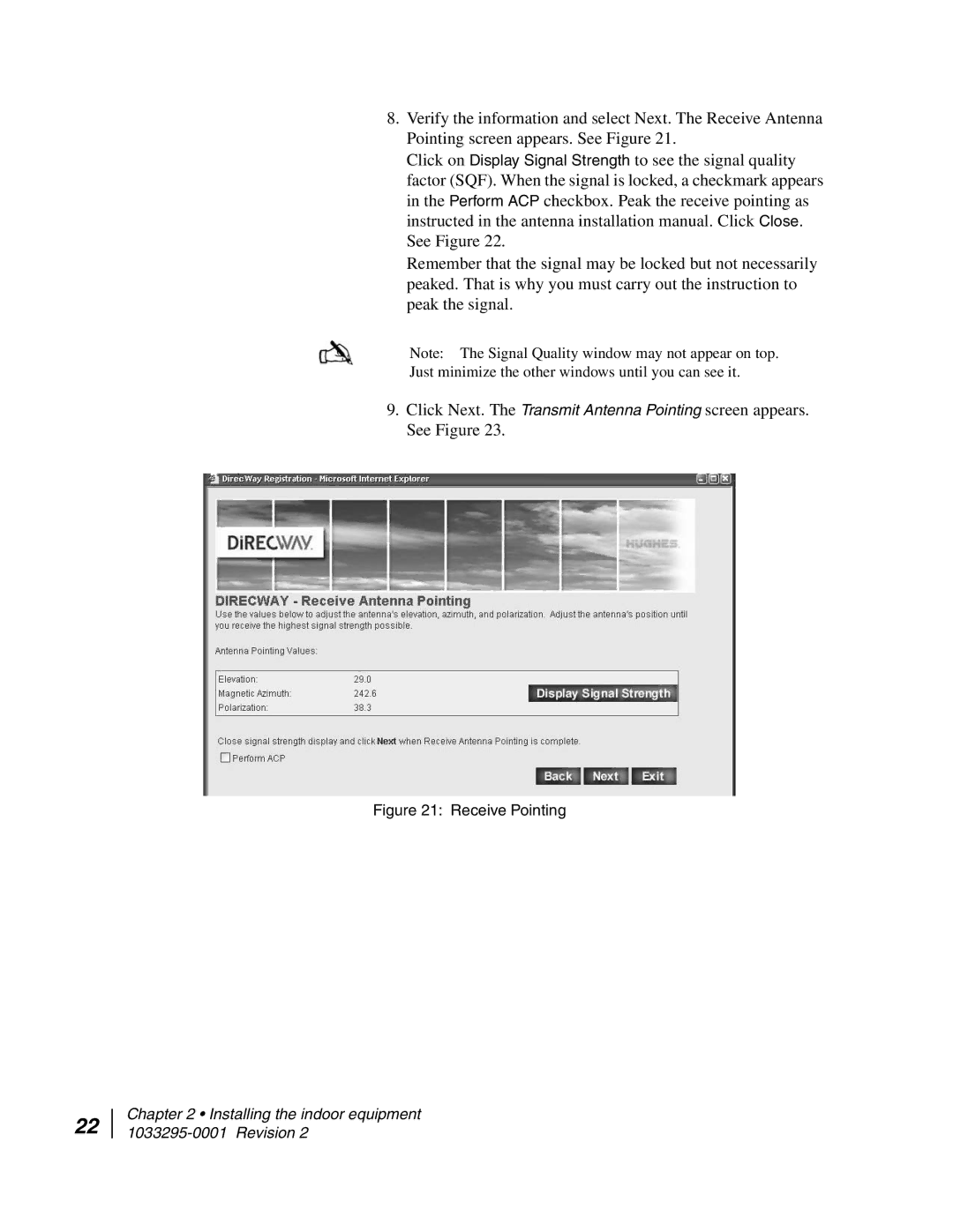 Hughes DW6000 manual Receive Pointing 