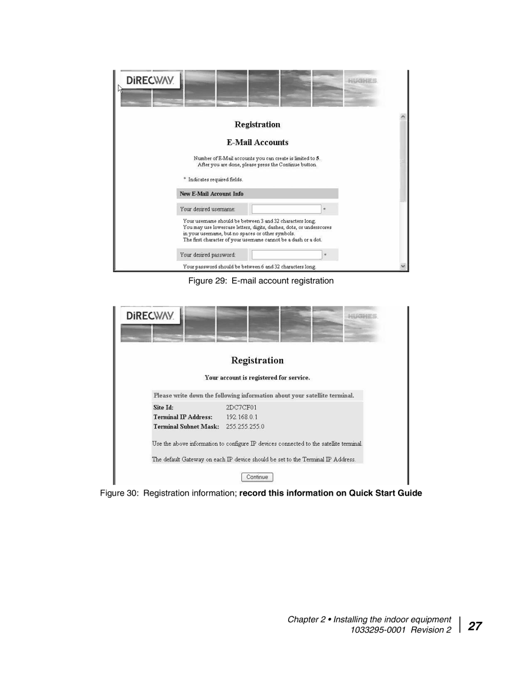 Hughes DW6000 manual Mail account registration 