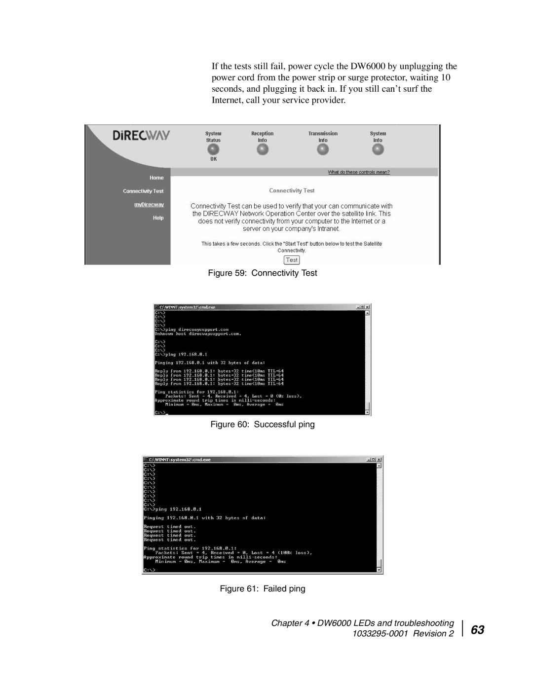 Hughes DW6000 manual Connectivity Test 