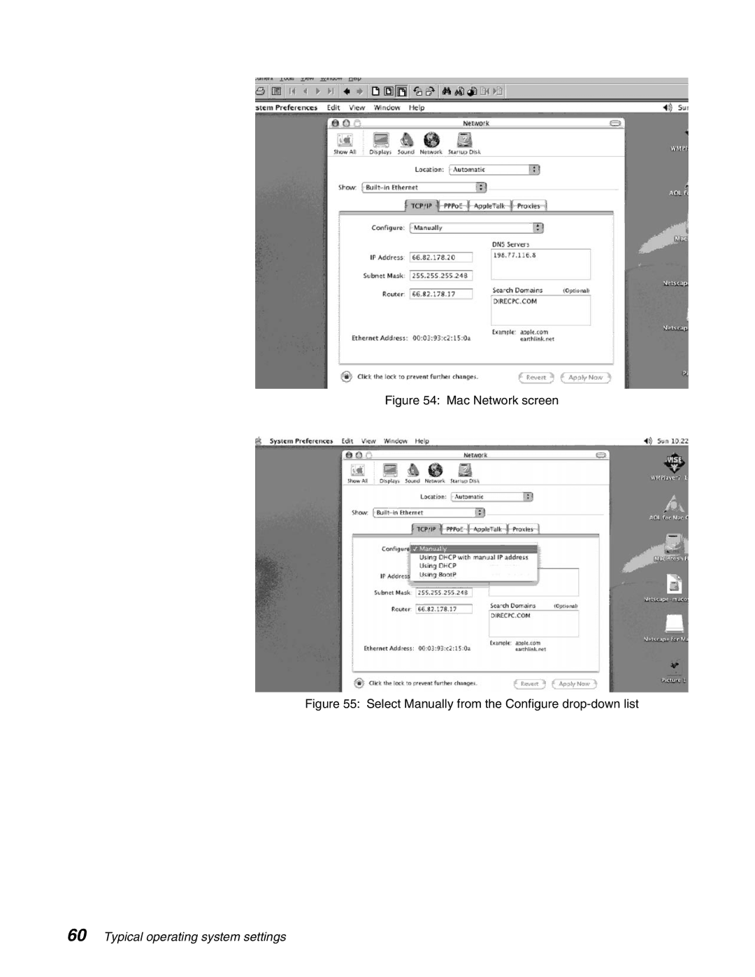 Hughes DW6000 manual Typical operating system settings 