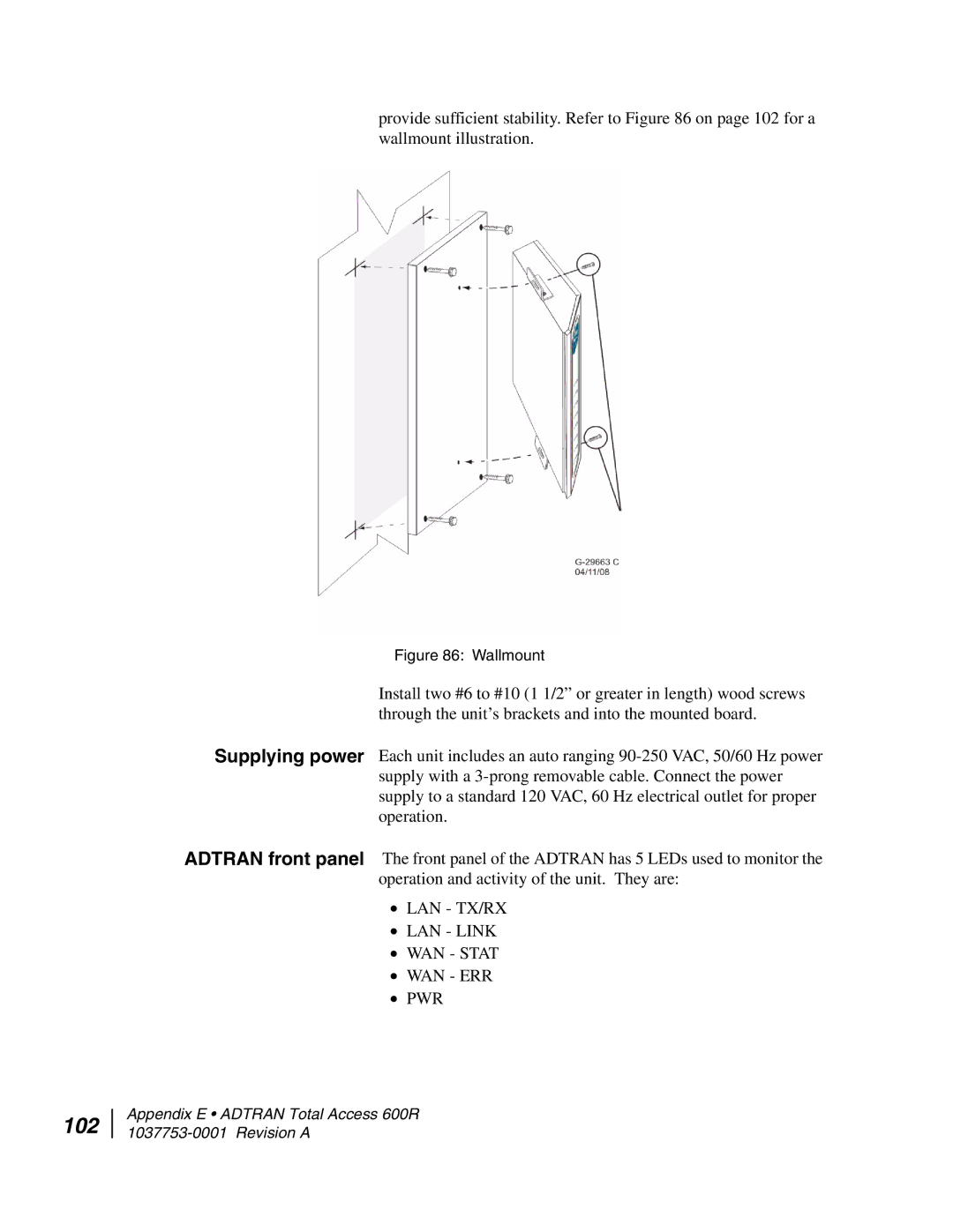 Hughes HN7700S manual 102, Wallmount 