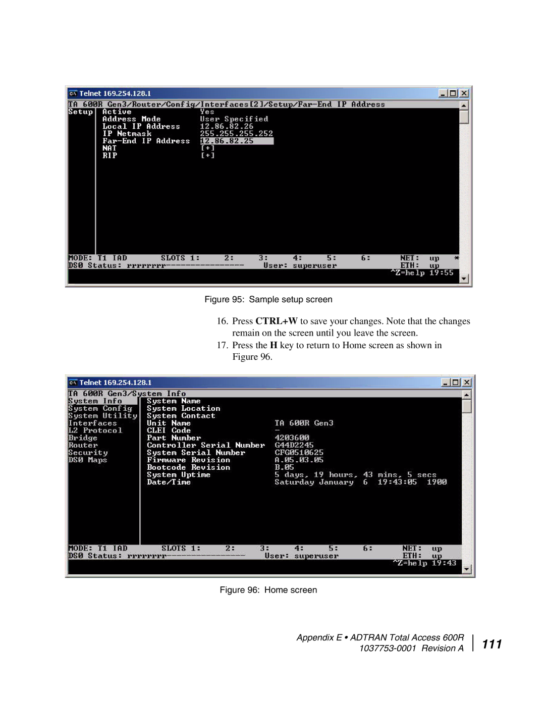 Hughes HN7700S manual 111, Sample setup screen 