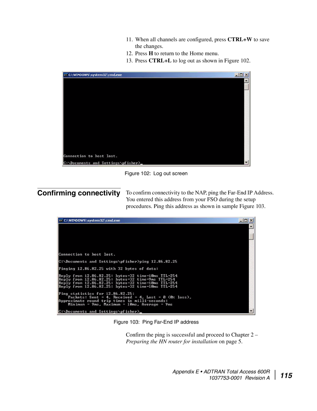 Hughes HN7700S manual 115, Log out screen 