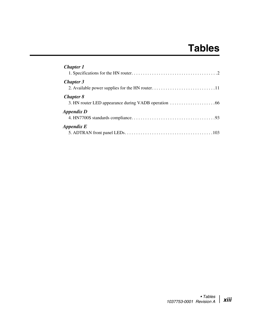 Hughes HN7700S manual Tables, Xiii 