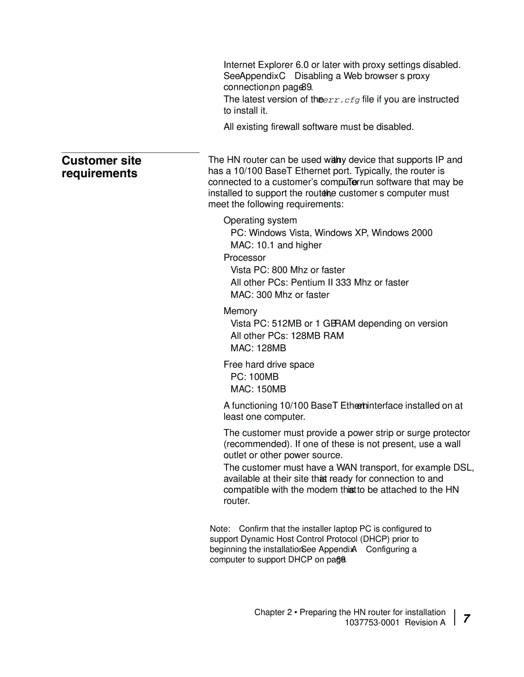 Hughes HN7700S manual Customer site requirements 