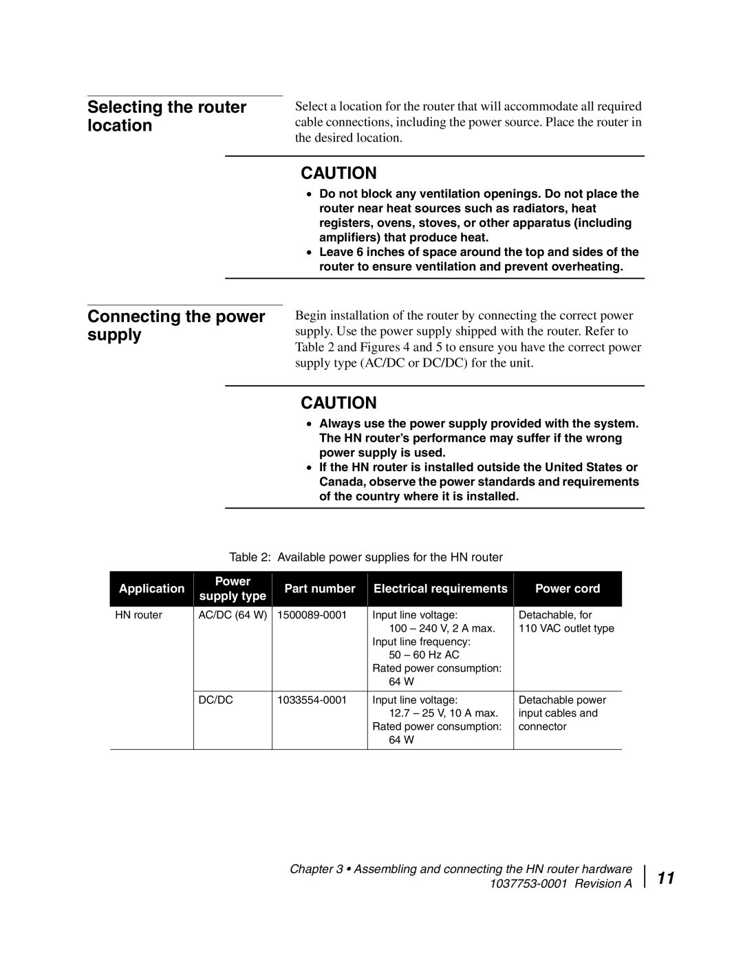 Hughes HN7700S manual Selecting the router location, Connecting the power supply 