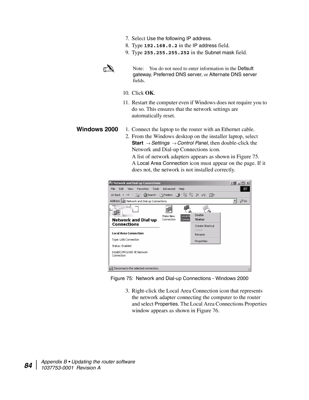 Hughes HN7700S manual Network and Dial-up Connections Windows 