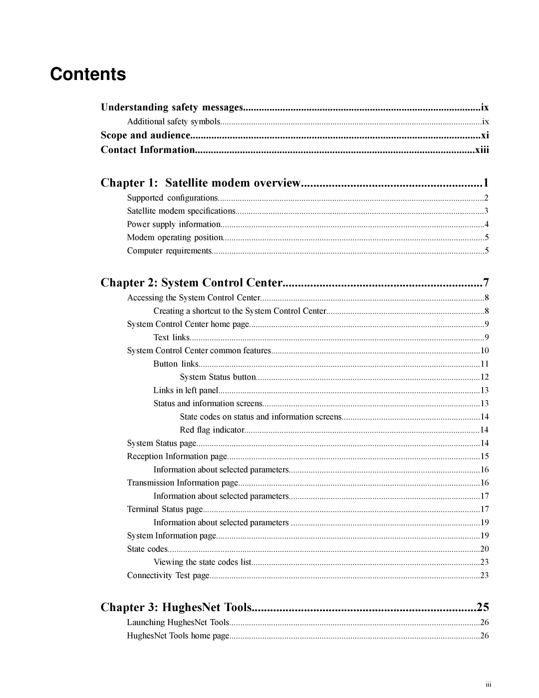 Hughes HN9000 manual Contents 