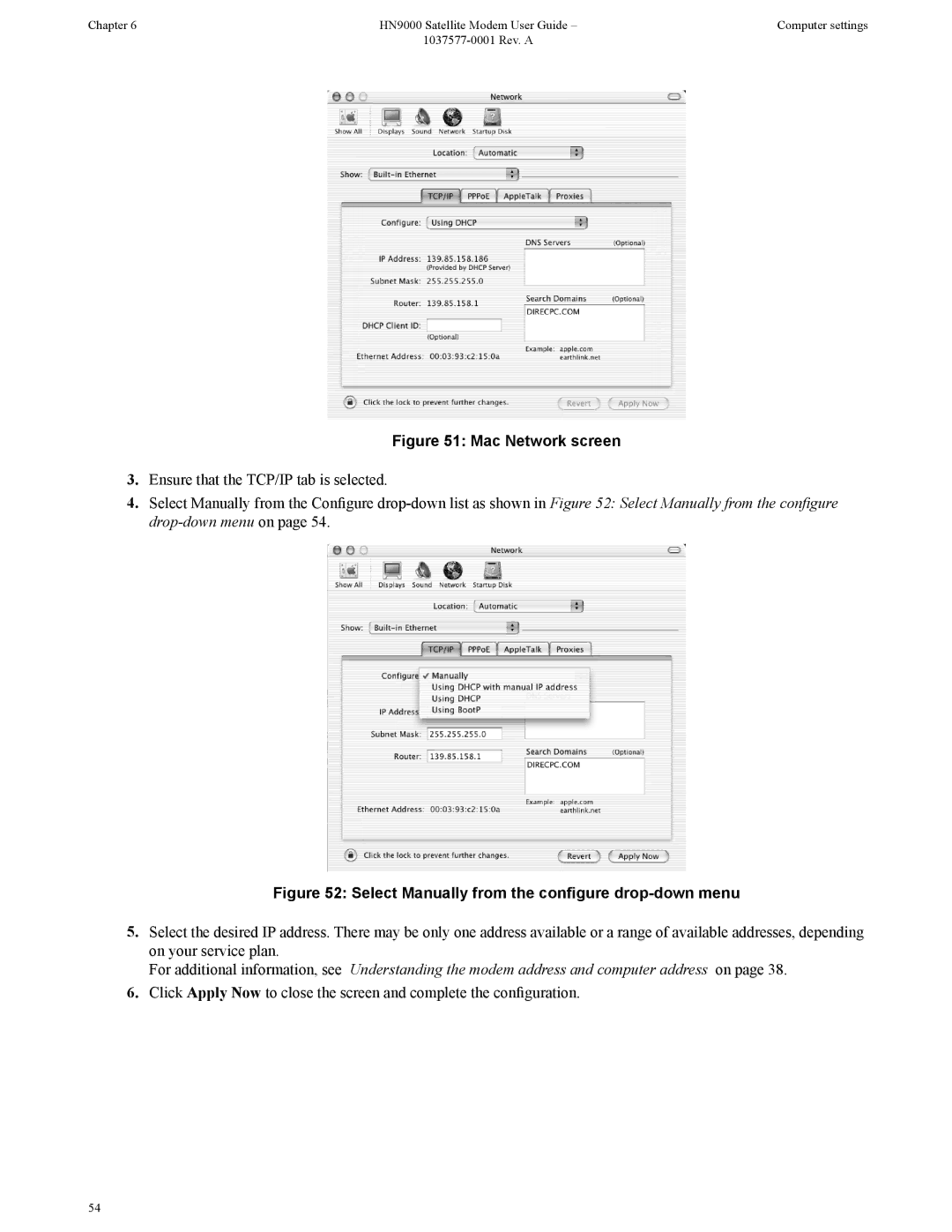 Hughes HN9000 manual Select Manually from the configure drop-down menu 