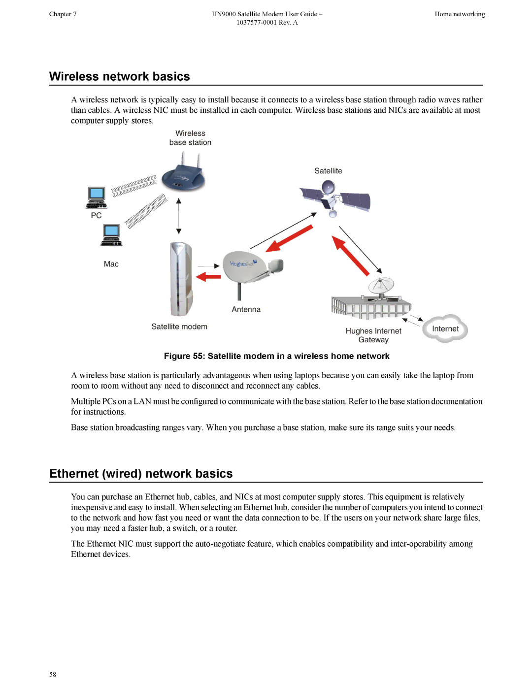 Hughes HN9000 manual Wireless network basics, Ethernet wired network basics 