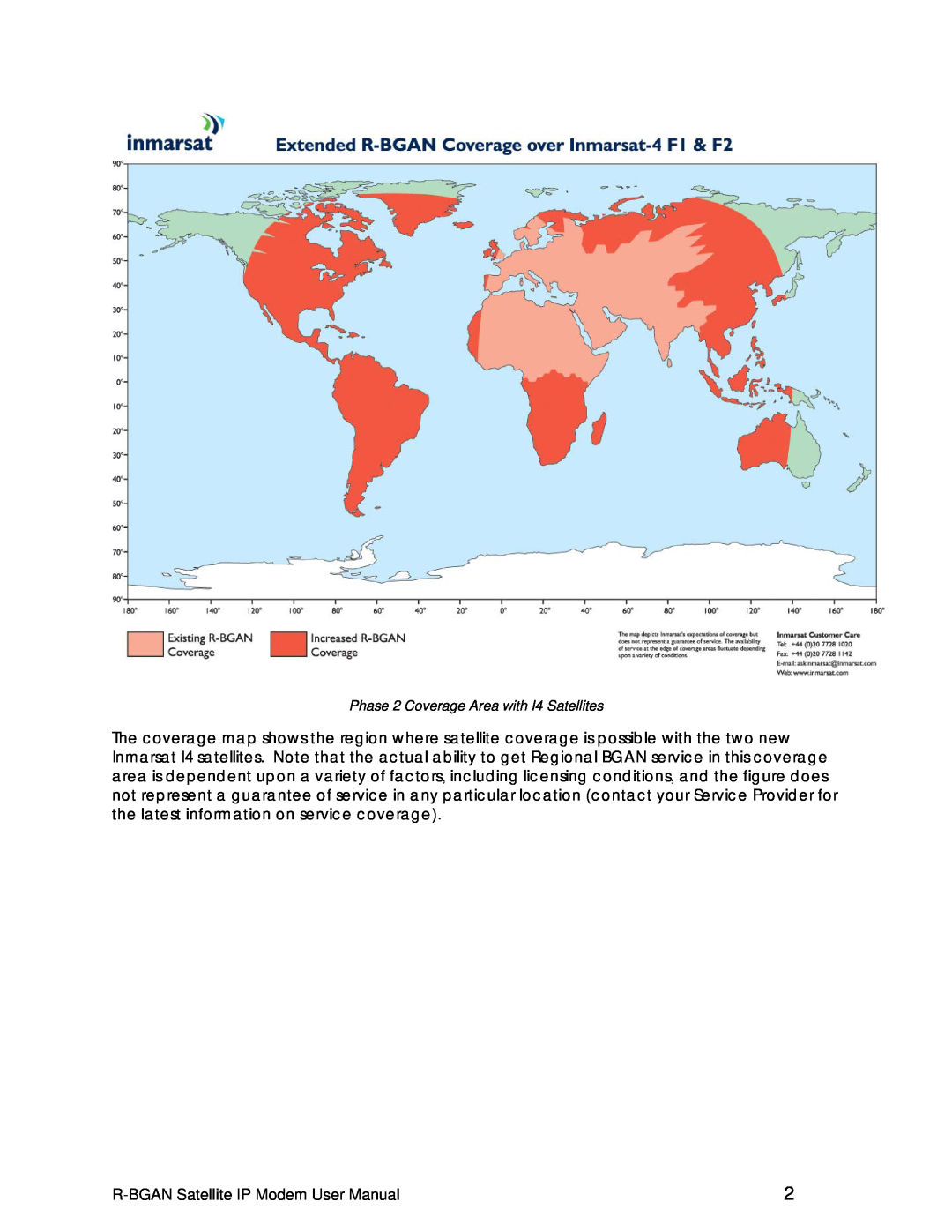 Hughes R-BGAN manual Phase 2 Coverage Area with I4 Satellites 