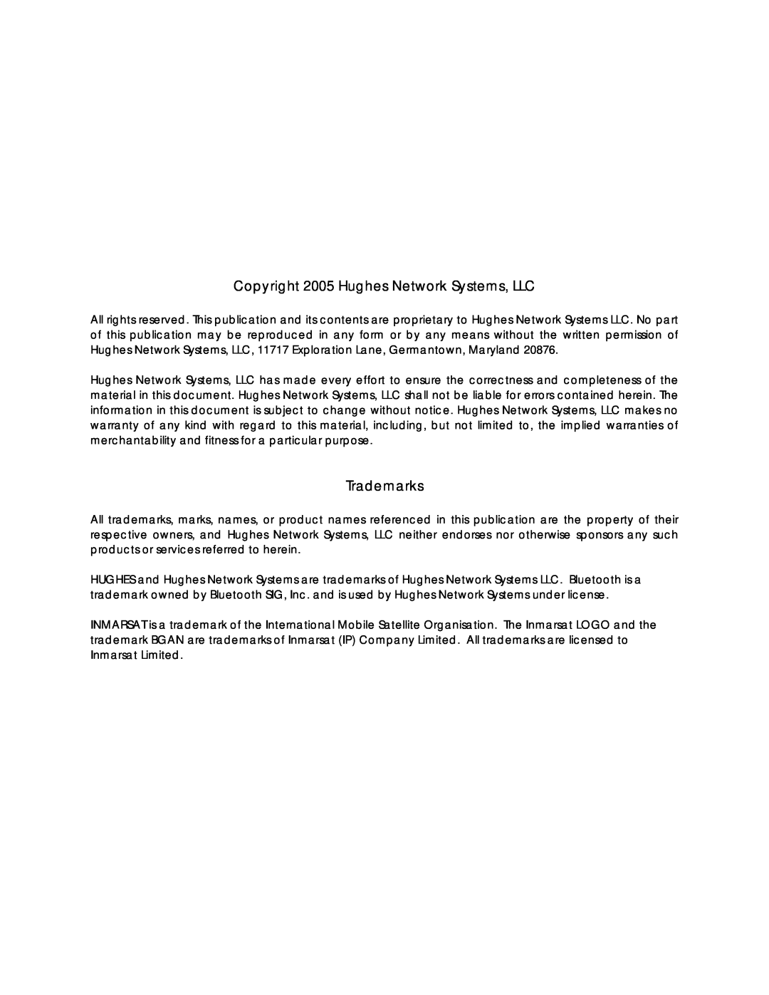 Hughes R-BGAN manual Copyright 2005 Hughes Network Systems, LLC, Trademarks 