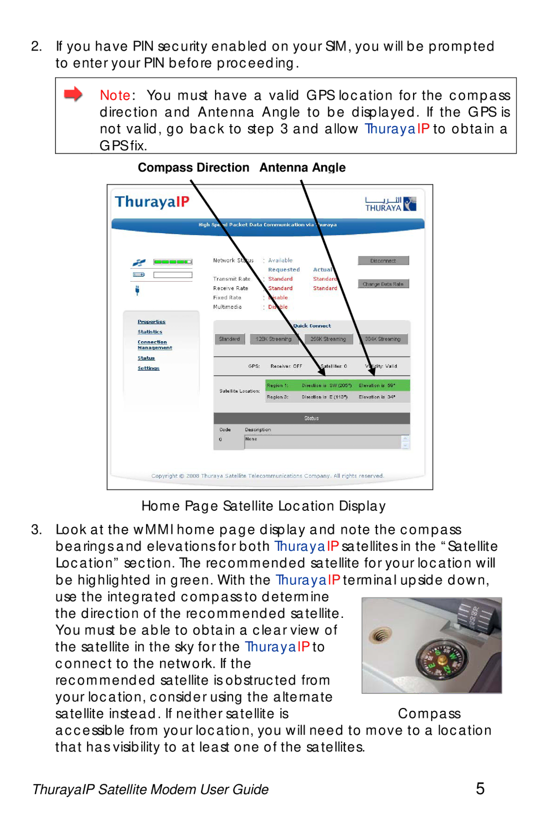 Hughes ThurayaIP warranty Home Page Satellite Location Display 