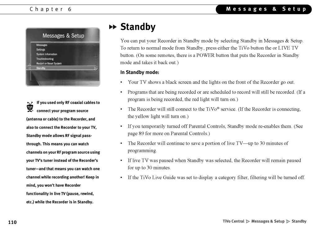 Humax 525p manual Standby mode 