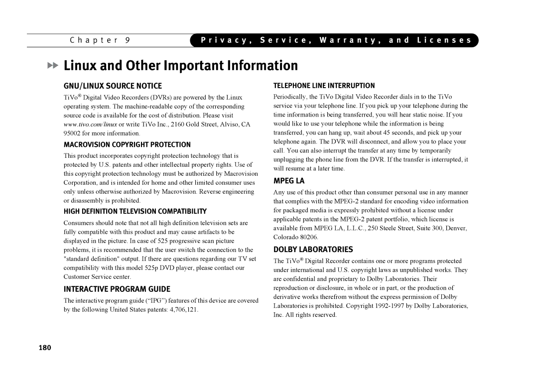 Humax 525p manual Linux and Other Important Information, GNU/LINUX Source Notice 