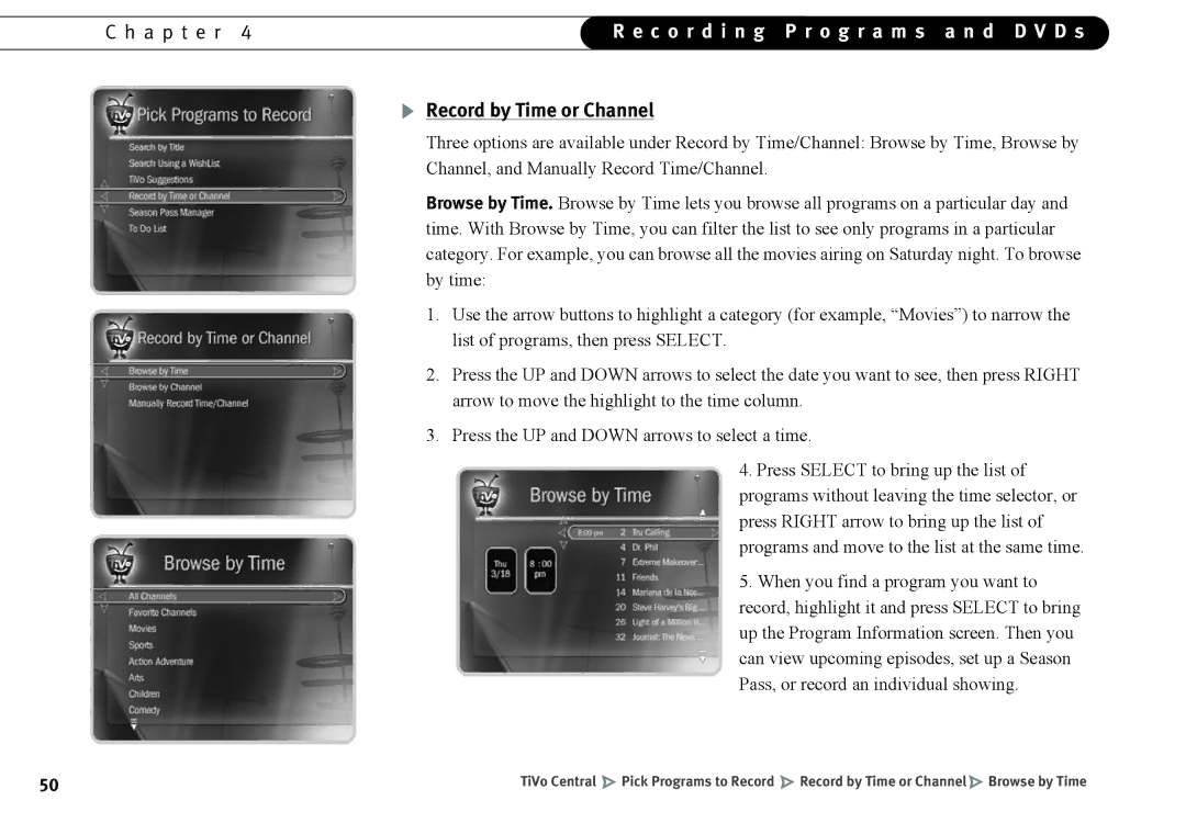 Humax 525p manual Record by Time or Channel 