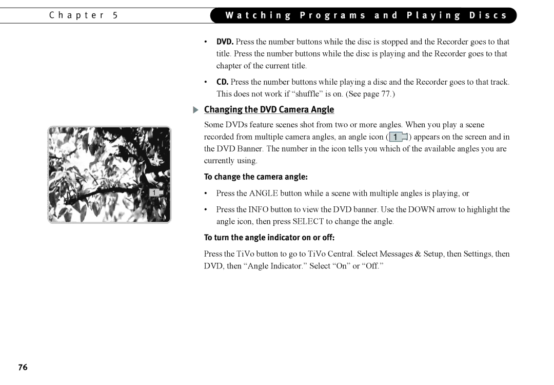 Humax 525p manual Changing the DVD Camera Angle, To change the camera angle, To turn the angle indicator on or off 